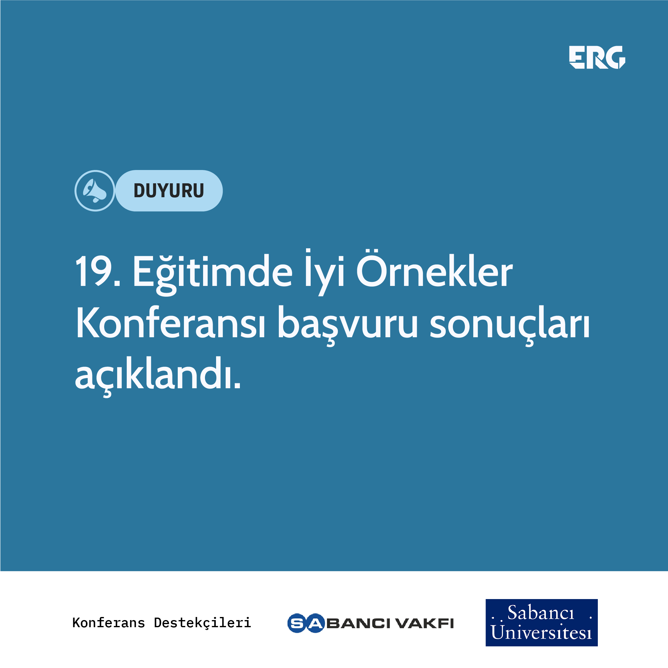 ð¢19. Eğitimde İyi Örnekler Konferansı Başvuru Sonuçları Açıklandı